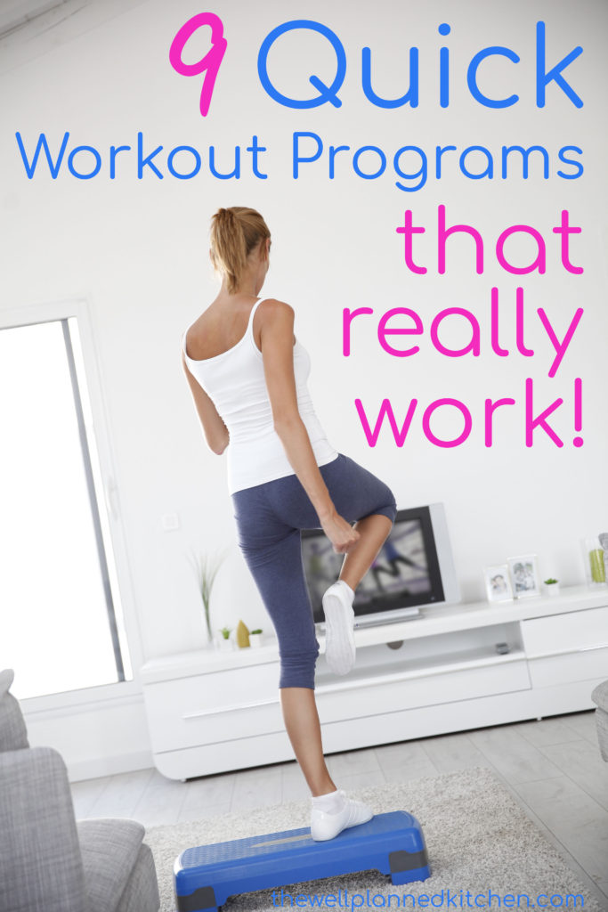 9 fast, effective workouts - seriously, if you don't have a lot of time, this is a great way to get in shape! Plus, these follow the Trim Healthy Mama recommendations! #thm #trimhealthymama #fastworkout #loseweight