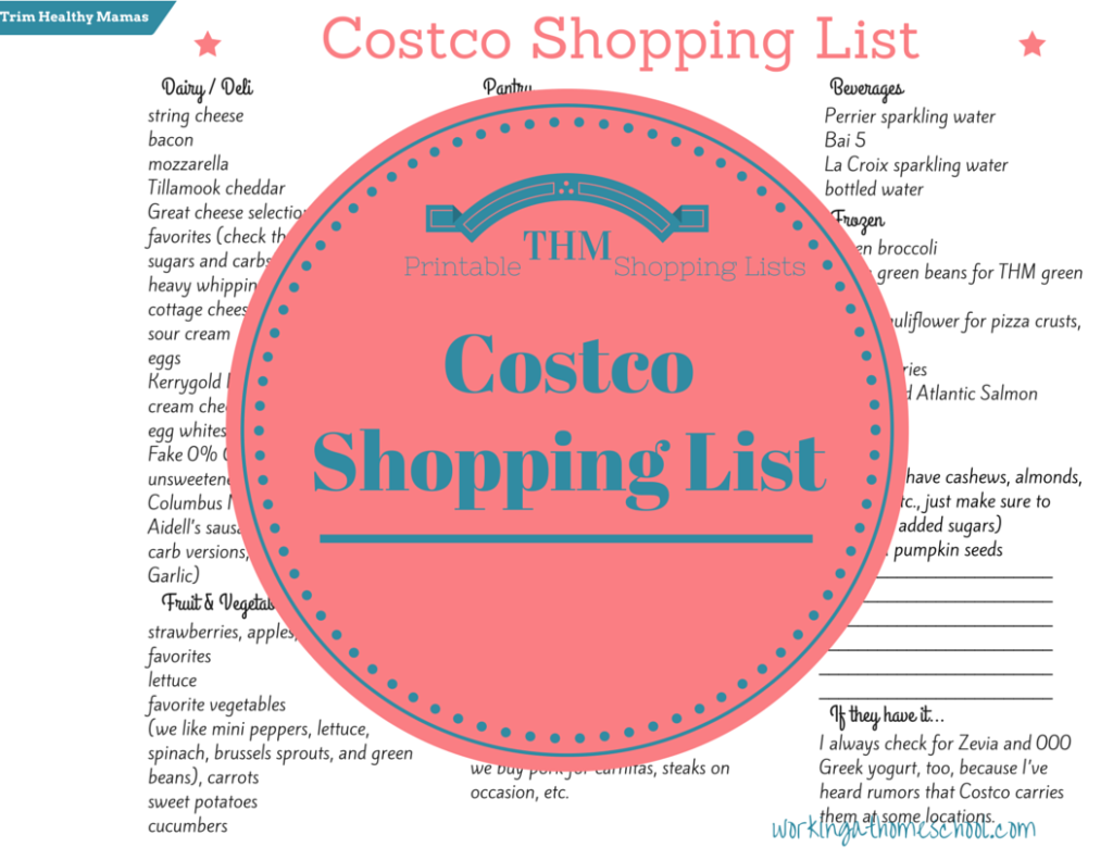 Gluten-Free, Healthy, Real-Food Trim Healthy Mama Shopping List for Costco!