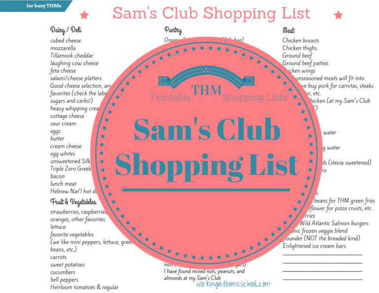 Sam’s Club Shopping List for Busy THMs