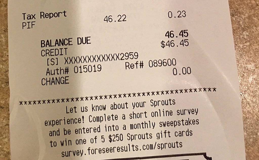 sprouts receipt