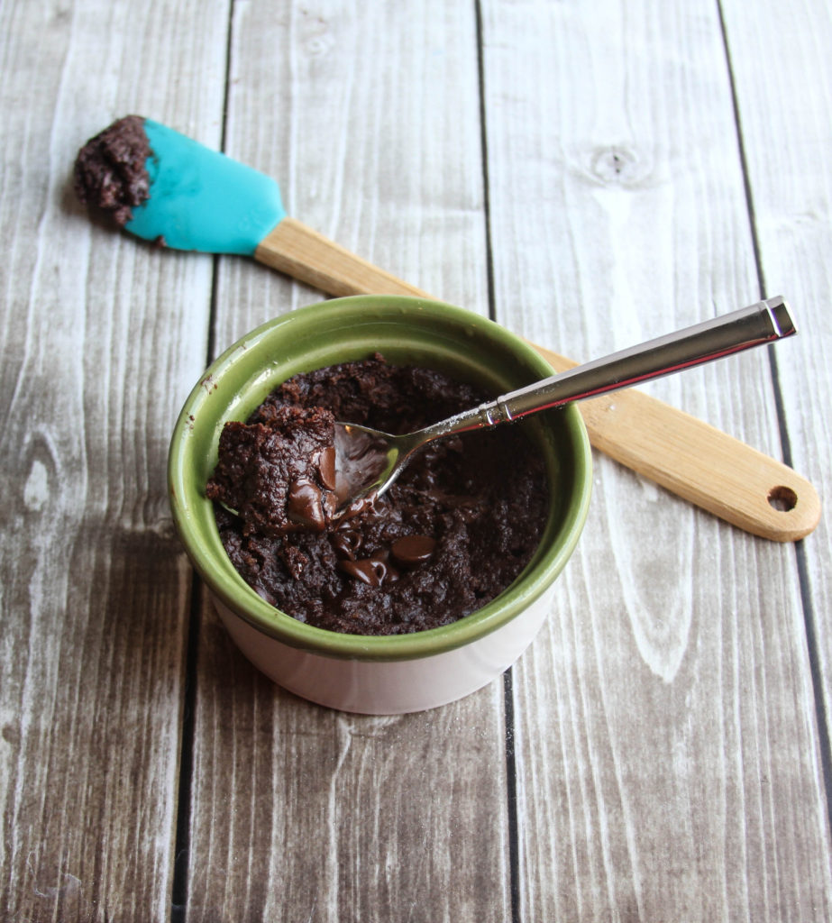 Brownie Batter Cake in a Mug - this is a healthy take on gooey brownie batter! THM "S"