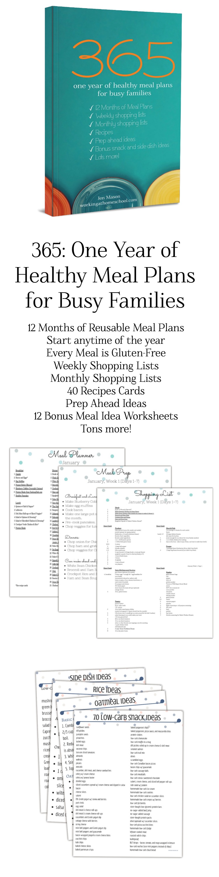 Wow! A full year of healthy meal plans and shopping lists! All gluten-free, too. I use this for THM, and I've saved tons of time because I don't have to meal plan anymore!