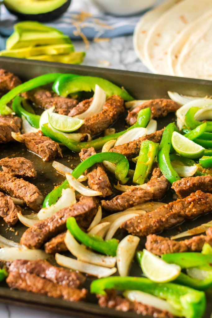 Easy, delicious Sheet Pan Fajitas - these are a sanity saver for busy nights! #trimhealthymama #thm #lowcarb #thms #keto