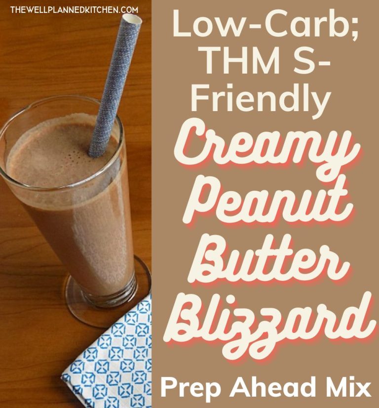 Low-carb, THM-friendly Peanut Butter Shake - single recipe and bulk shake mix to prep ahead!